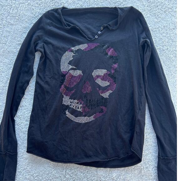 Zadig & Voltaire Tunisien Skull Long Sleeve Top Size XS - Picture 1 of 4